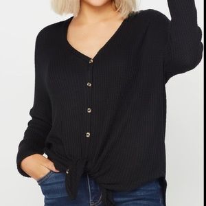 Black waffle Henley